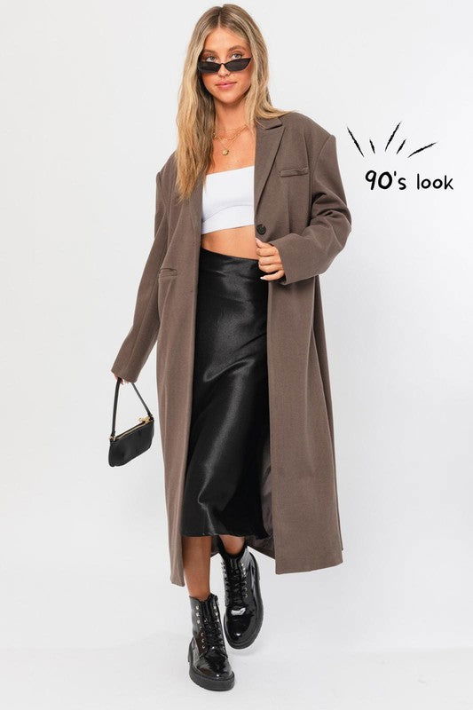 Straight Blazer Long Coat - Ro + Ivy