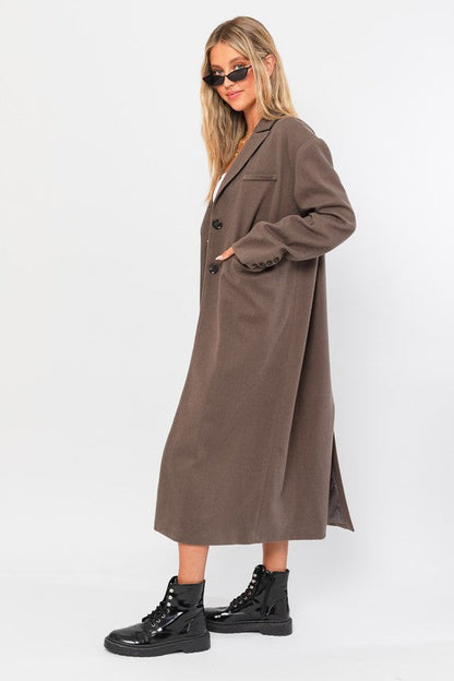 Straight Blazer Long Coat - Ro + Ivy