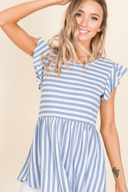 Striped Round Neck Blouse for Women | Blouse | Ro + Ivy