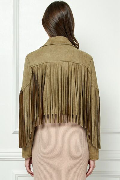 Suede Fringe Long Sleeve Moto Jacket for Women - Ro + Ivy