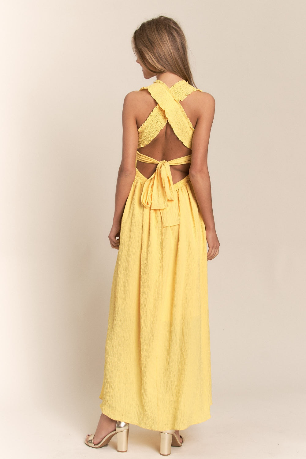 Texture Crisscross Back Tie Smocked Maxi Dress for Women | Maxi Dress | Ro + Ivy
