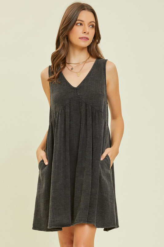 Texture V-Neck Sleeveless Flare Mini Dress for Women | Midi Dress | Ro + Ivy