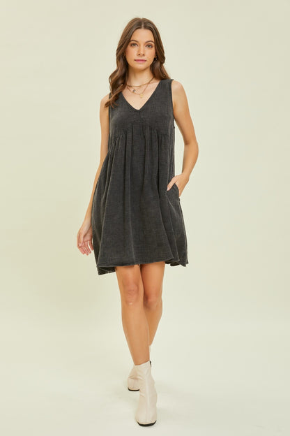 Texture V-Neck Sleeveless Flare Mini Dress for Women | Midi Dress | Ro + Ivy