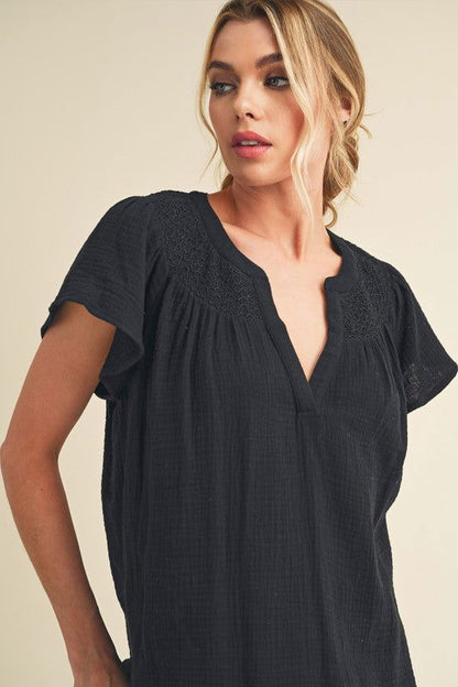 Thia Embroidered Short Sleeve Top - Ro + Ivy