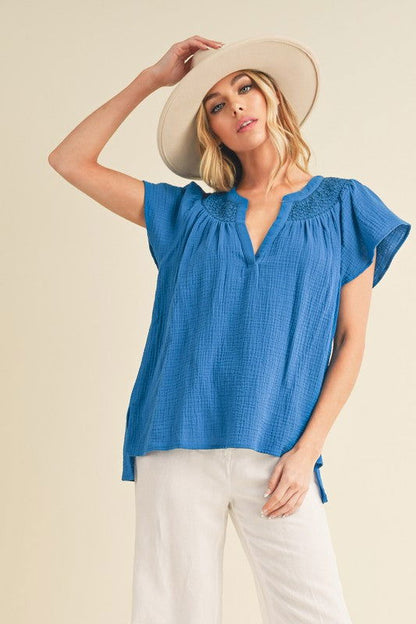 Thia Embroidered Short Sleeve Top - Ro + Ivy