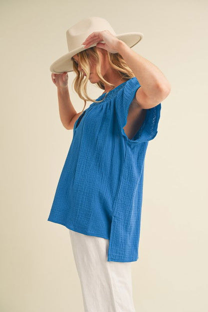 Thia Embroidered Short Sleeve Top - Ro + Ivy