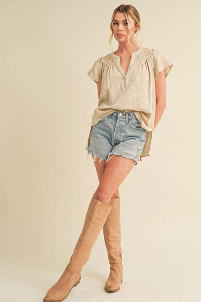 Thia Embroidered Short Sleeve Top - Ro + Ivy