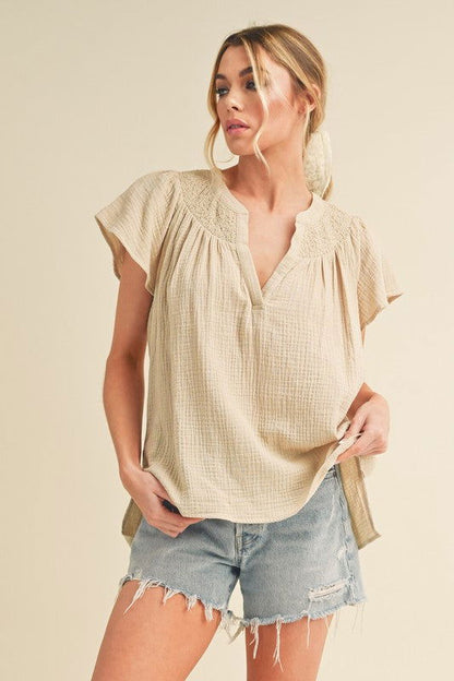 Thia Embroidered Short Sleeve Top - Ro + Ivy