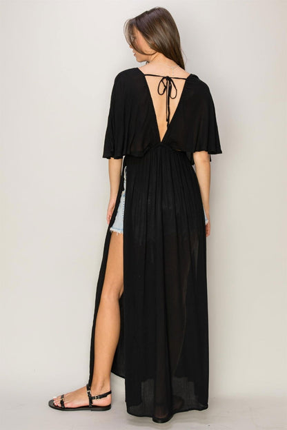 Tie Back Maxi Split Cover Up Dress Ro + Ivy Tie Back Maxi Split Cover Up Dress Ro + Ivy