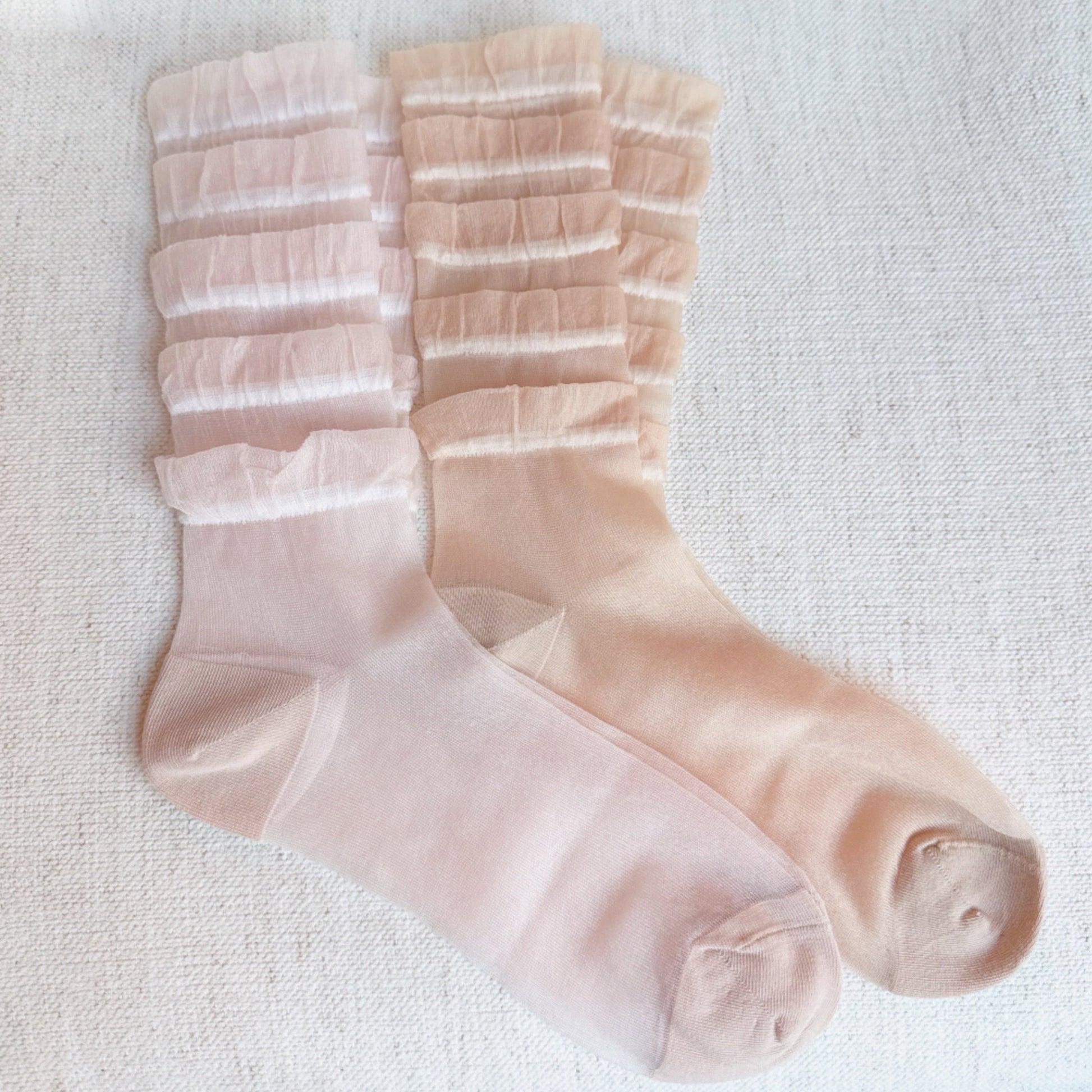 Cascading Lace Tulle Ankle Socks 2-Pack — Feminine Whimsical Style - Socks