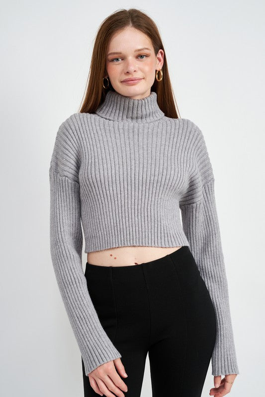 Turtleneck Women's Boxy Crop Top Sweater | Sweaters | Ro + Ivy