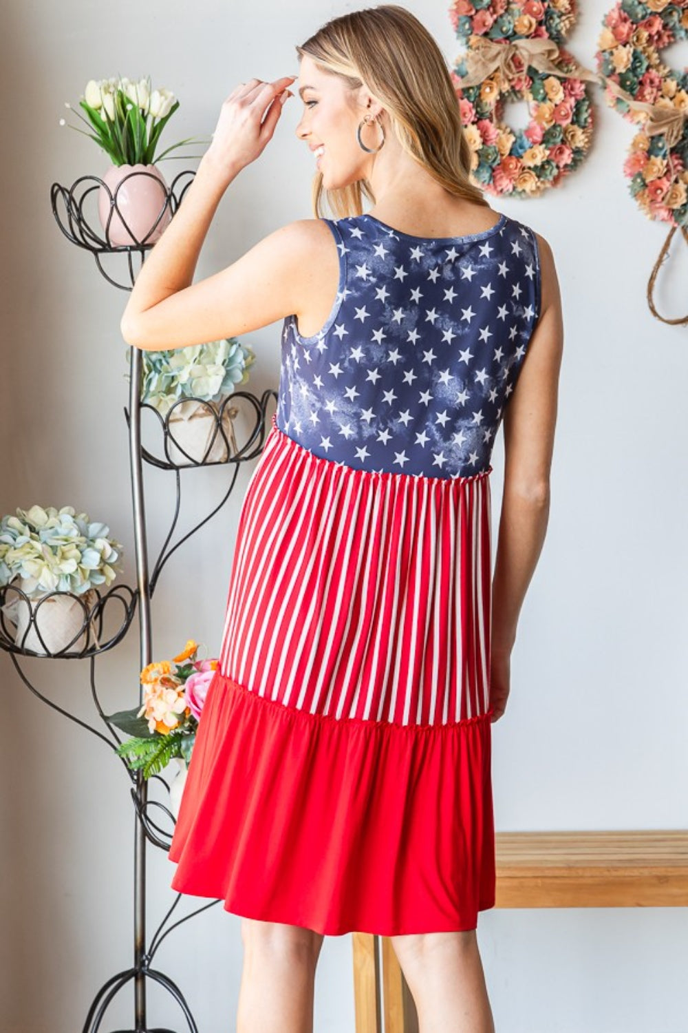 US Flag Theme Contrast Tank Dress for Women | Mini Dress | Ro + Ivy