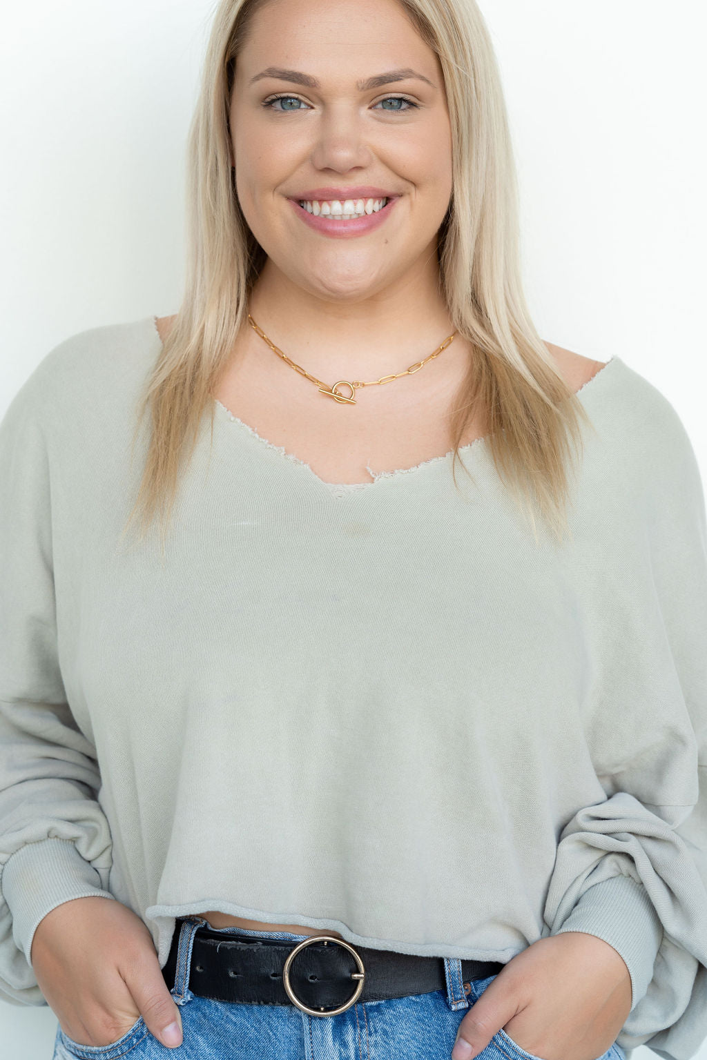 Luxe Gold Paperclip Chain Toggle Clasp Necklace 20" — 18K Plated Layering Everyday Jewelry - Necklaces