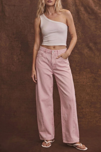 High Rise Trend-Forward Barrel Leg Jeans — Dreamy Statement Everyday Style - DENIM (NEW)