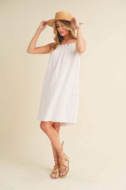 Veda Embroidered Knee Length Dress – WHITE S outfit idea for women | Ro + Ivy