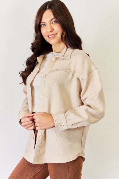 Women's Button Down Long Sleeve Textured Shacket | Shacket | Ro + Ivy
