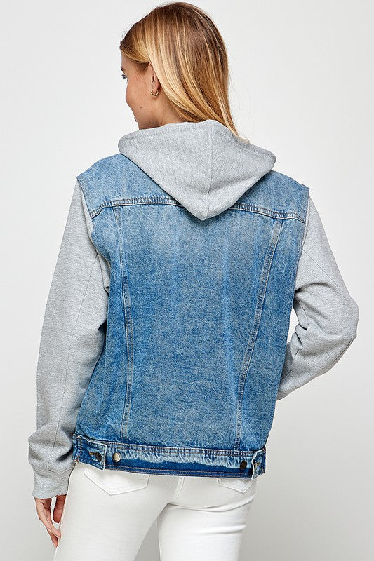 Women's Denim Jacket with Fleece Hoodies | Jackets | Ro + Ivy