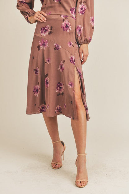 Women's Floral Print Side Slit Skirt | Skirts | Ro + Ivy