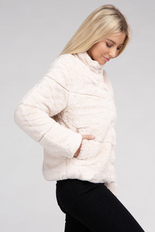 Women's Fluffy Zip-Up Sweater Jacket – Ro + Ivy