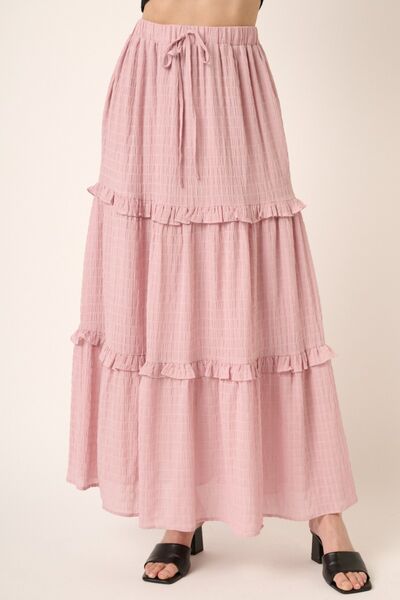 Women's High Waisted Pink Tiered Skirt | Skirts | Ro + Ivy