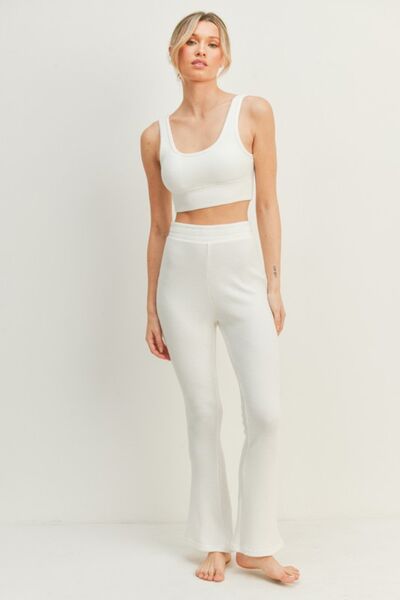 Women's White Loungewear Tank and Flare Pant Set | Matching Sets | Ro + Ivy