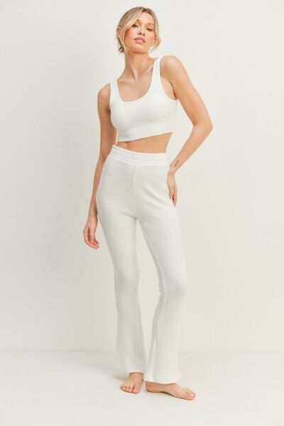 Women's White Loungewear Tank and Flare Pant Set | Matching Sets | Ro + Ivy