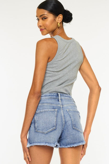 Women's Distressed Raw Hem Denim Shorts - Ro + Ivy