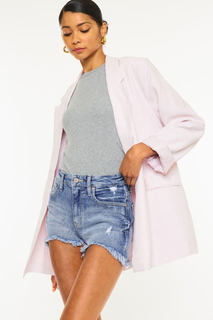 Women's Distressed Raw Hem Denim Shorts - Ro + Ivy