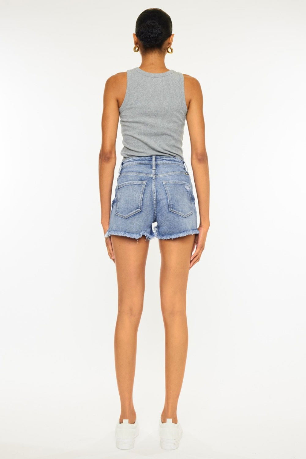 Women's Distressed Raw Hem Denim Shorts - Ro + Ivy