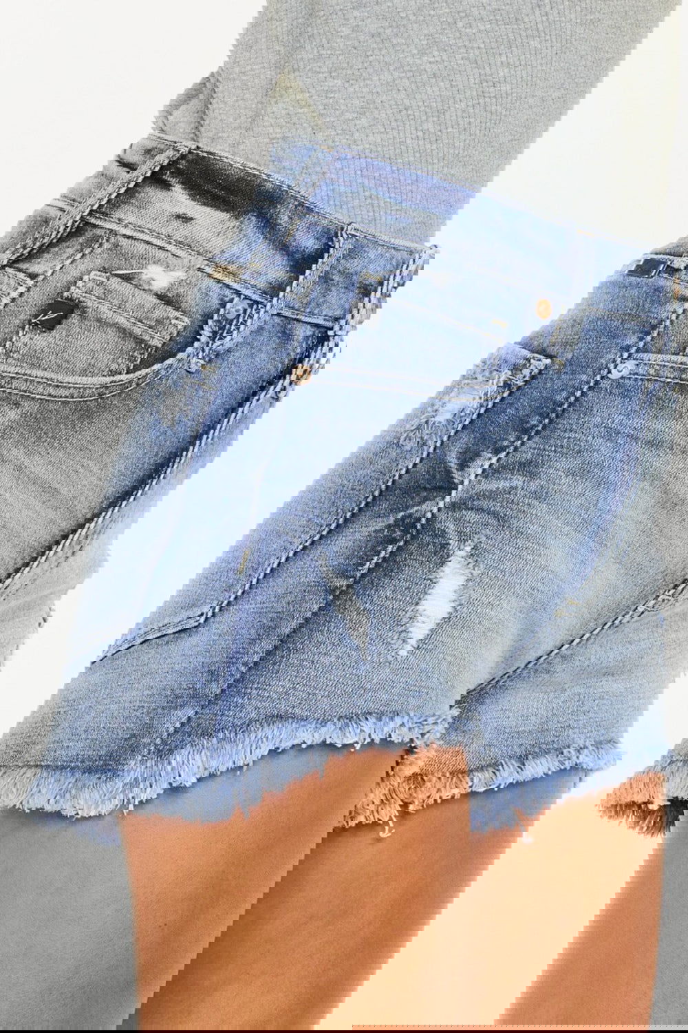 Women's Distressed Raw Hem Denim Shorts - Ro + Ivy