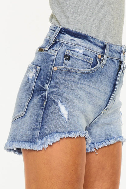 Women's Distressed Raw Hem Denim Shorts - Ro + Ivy