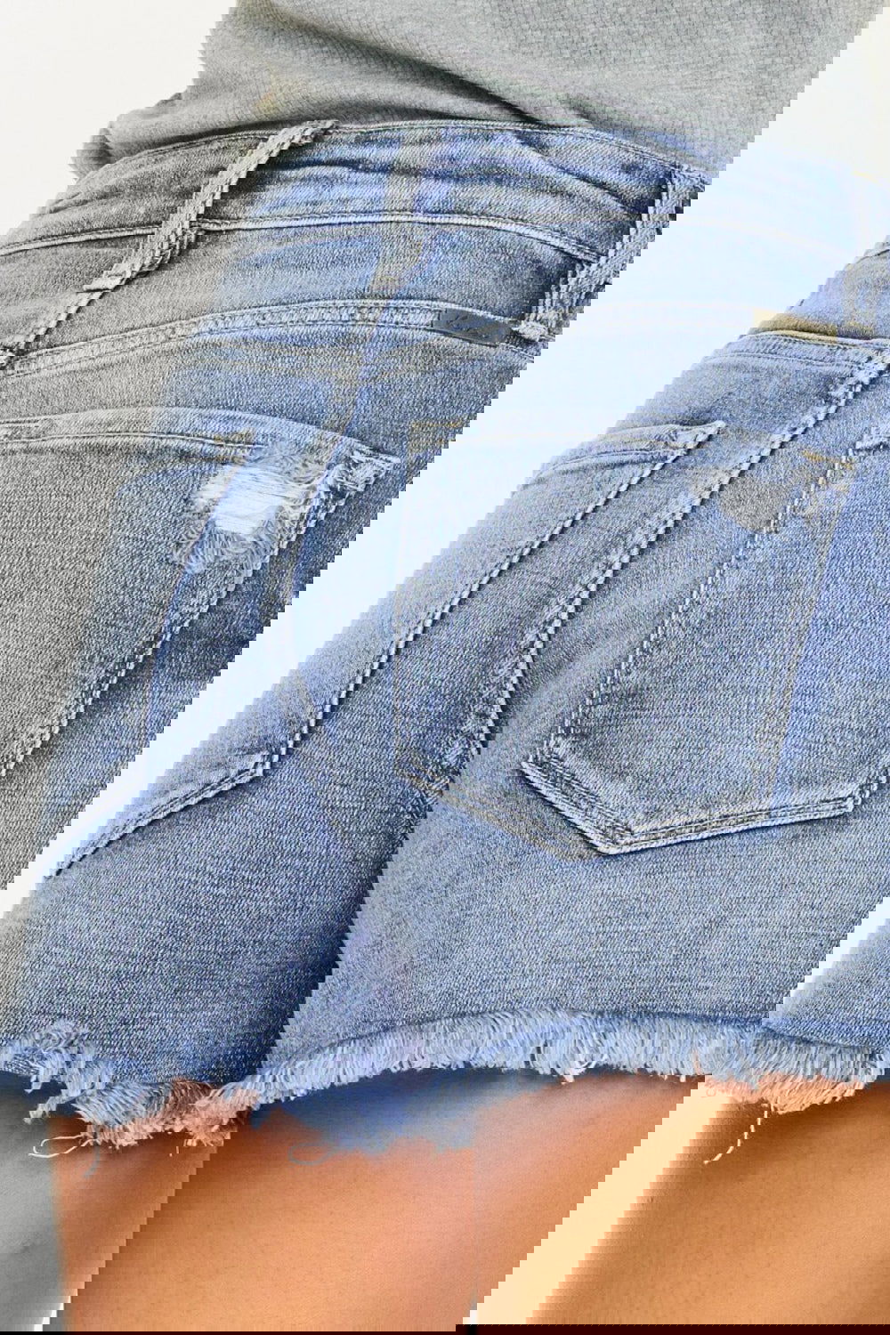 Women's Distressed Raw Hem Denim Shorts - Ro + Ivy