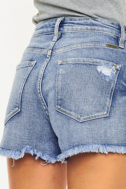 Women's Distressed Raw Hem Denim Shorts - Ro + Ivy