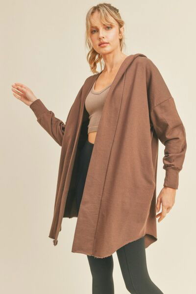 Women's Longline Hooded Cardigan with Pockets - Ro + Ivy