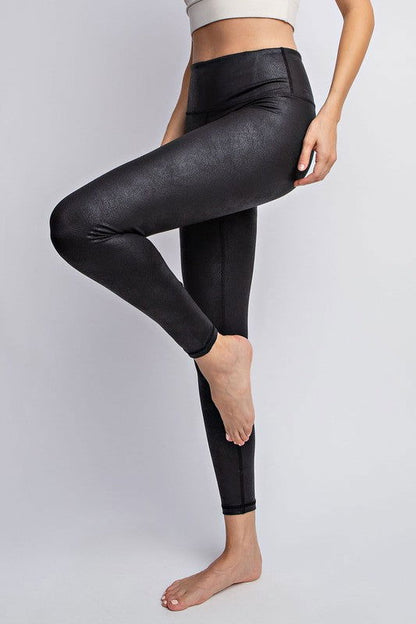 Women’s Plus Size PU Chintz Full-Length Leggings – Black outfit idea for women | Ro + Ivy