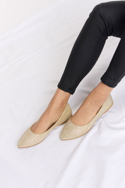 Women's Rhinestone Point Toe Flat Slip-Ons - Ro + Ivy