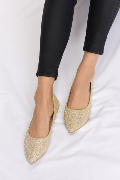 Women's Rhinestone Point Toe Flat Slip-Ons - Ro + Ivy
