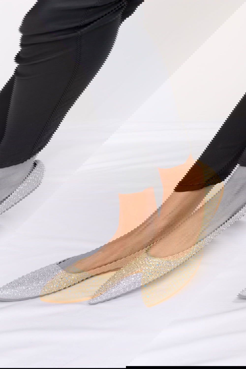 Women's Rhinestone Point Toe Flat Slip-Ons - Ro + Ivy