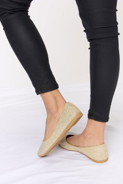 Women's Rhinestone Point Toe Flat Slip-Ons - Ro + Ivy