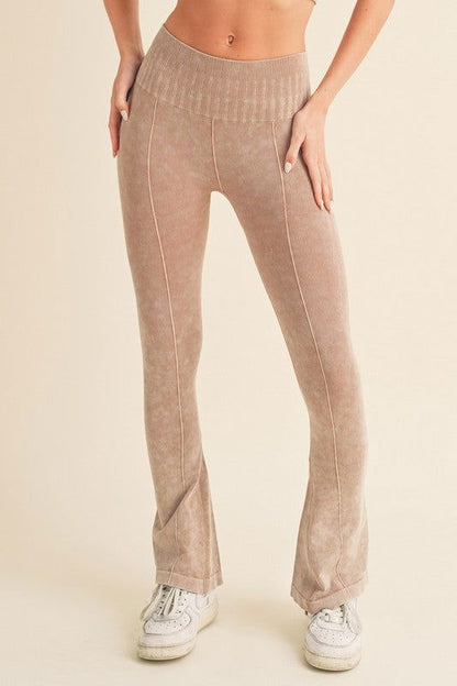 Women's Stone Washed Ribbed Yoga Pants - Ro + Ivy