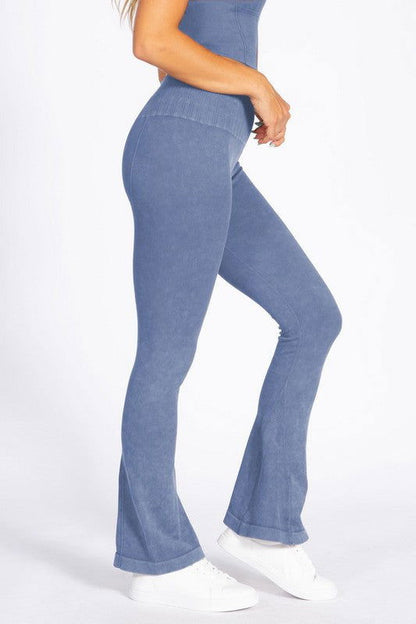 Women's Stone Washed Ribbed Yoga Pants - Ro + Ivy