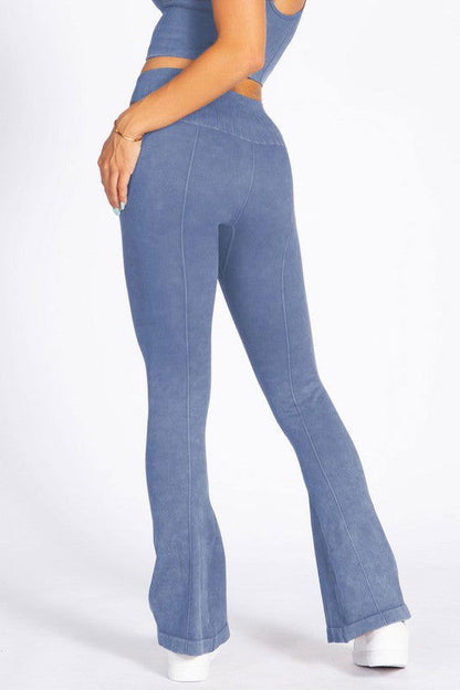 Women's Stone Washed Ribbed Yoga Pants - Ro + Ivy