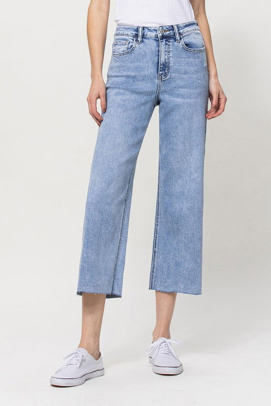 Women's Super High Rise Crop Wide Leg Jeans - Ro + Ivy