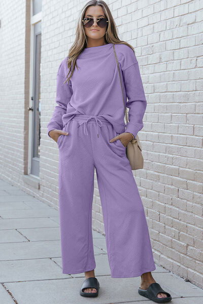 Women's Two-Piece Long Sleeve Top and Pant Set - Ro + Ivy