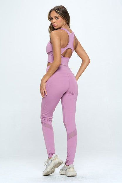Women's Two Piece Activewear Set Cut Out Detail - Ro + Ivy
