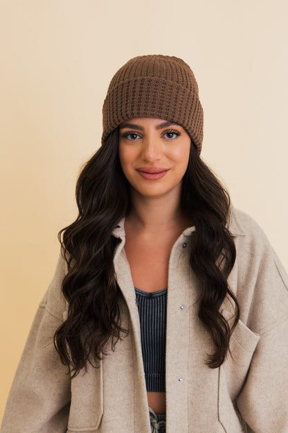 Waffle Knit Beanie Mocha
