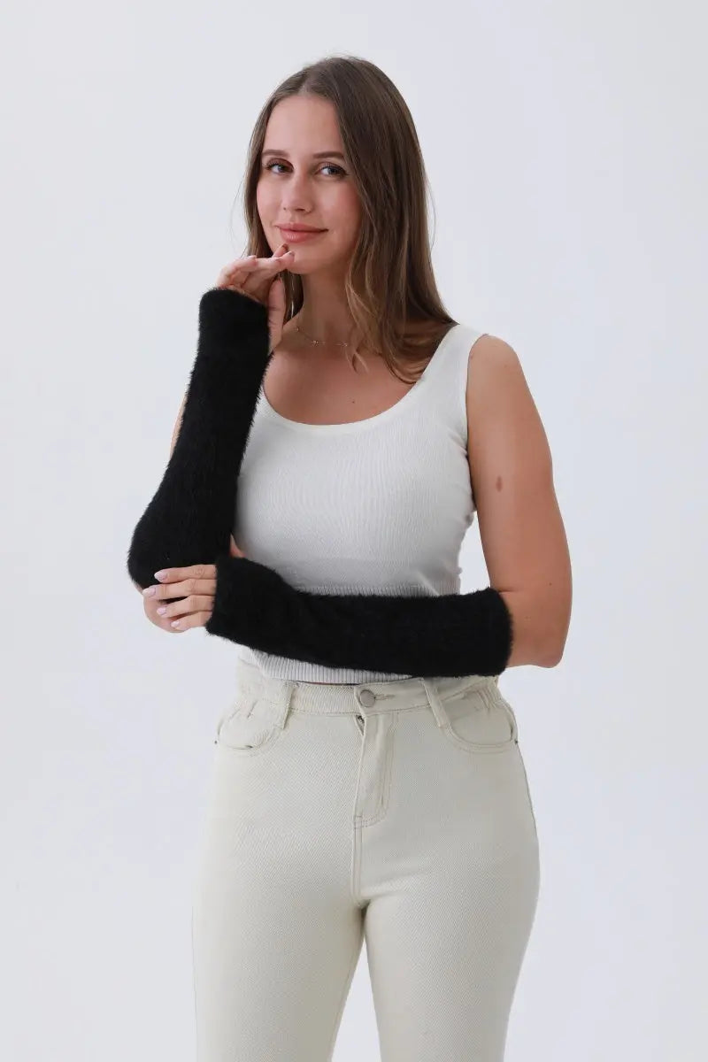 Cozy Ultra-Soft Winter Arm Hand Warmers – Must-Have Cold-Weather Comfort ❄️💖 Black