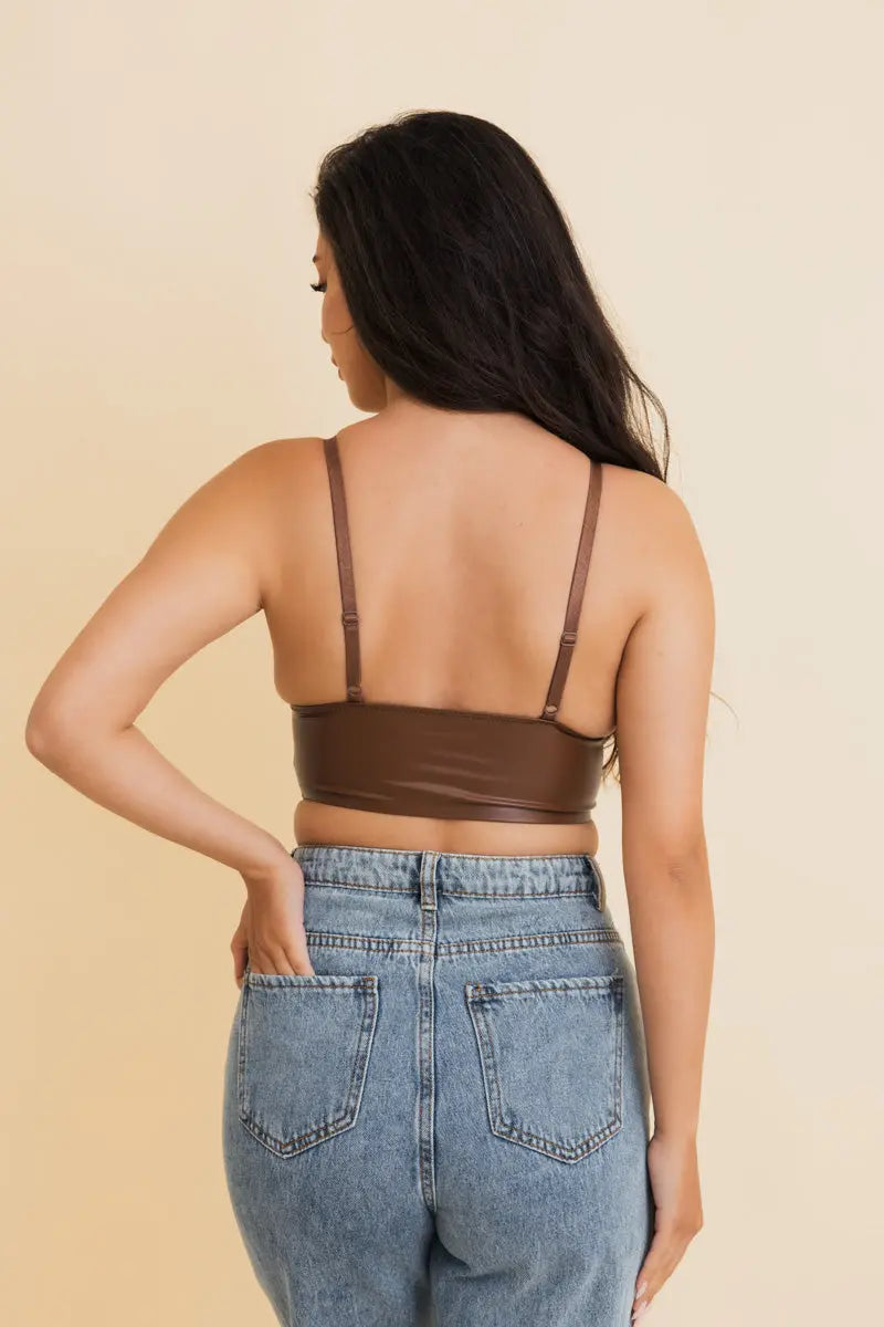 Vegan Leather Longline Bralette