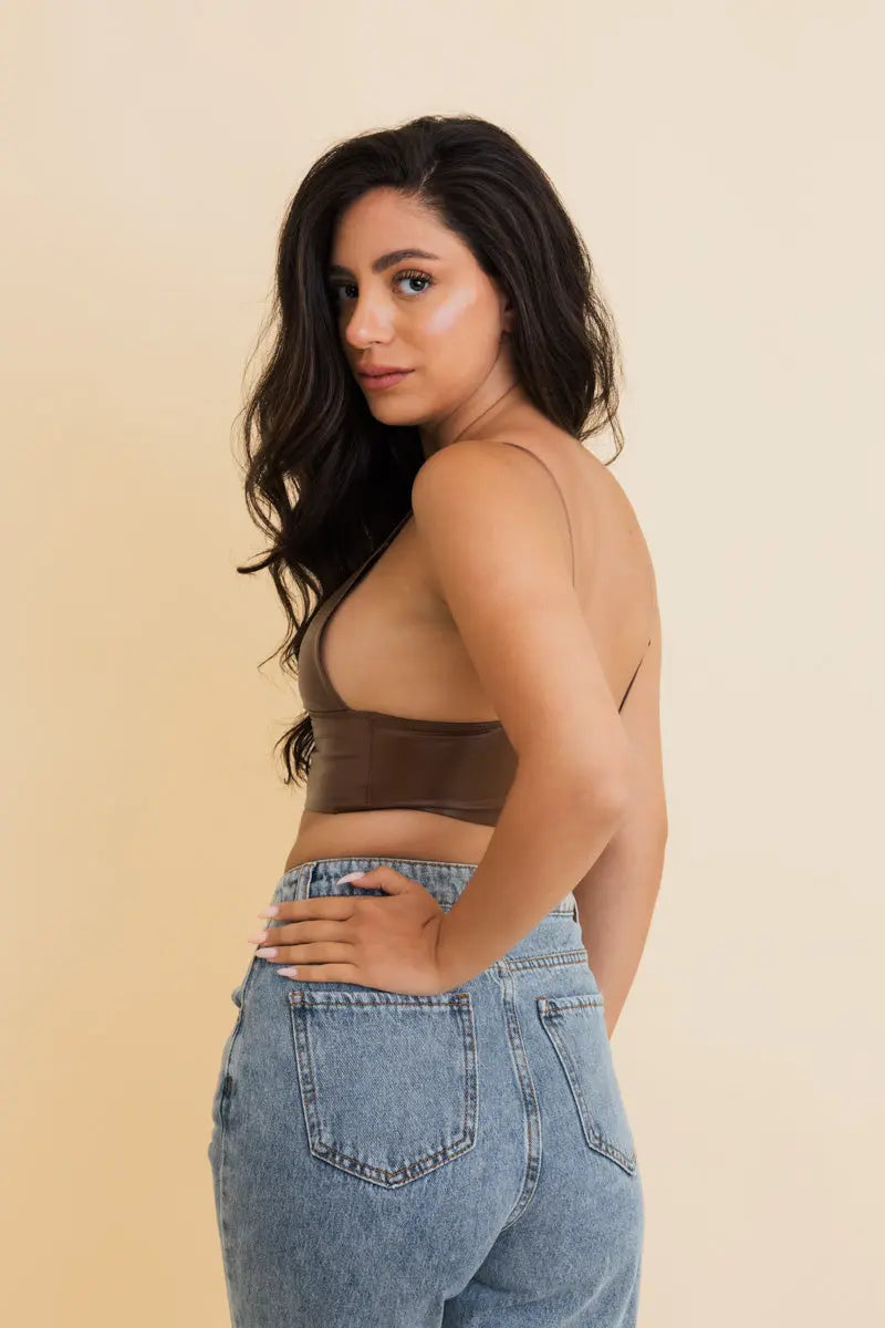 Vegan Leather Longline Bralette