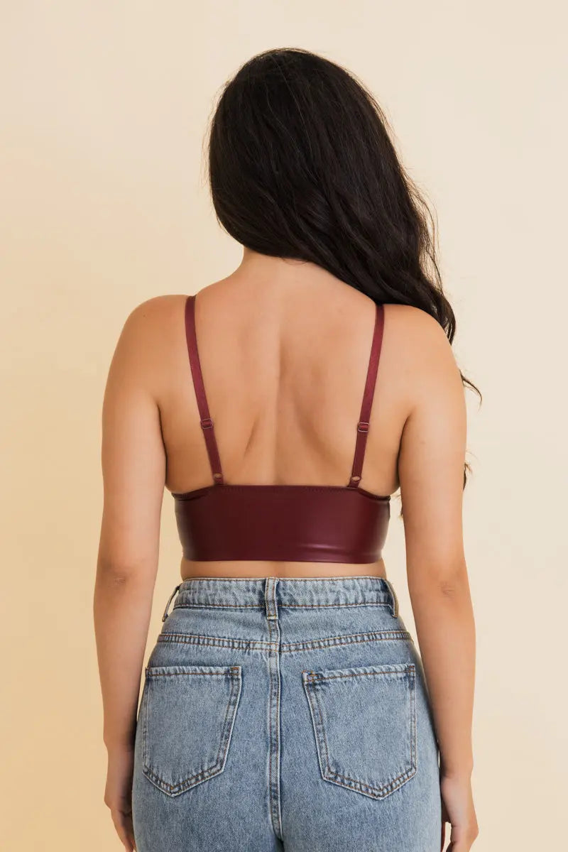 Vegan Leather Longline Bralette